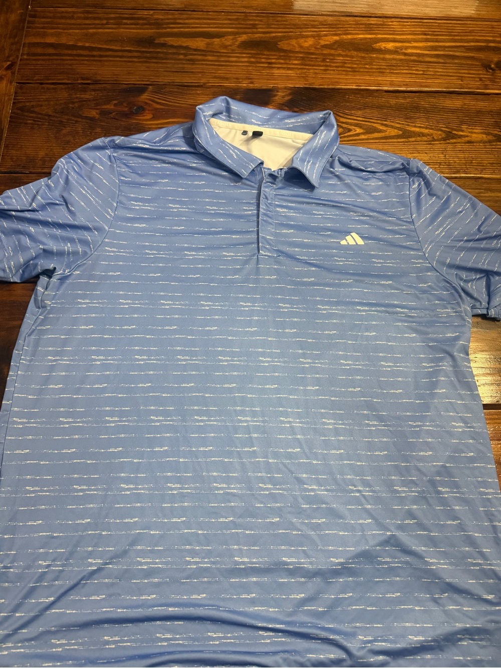 adidas Light Blue Striped Men's Polo
